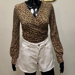 Beautiful Cheetah Print Wrap Top Ready to Ship for Xmas
